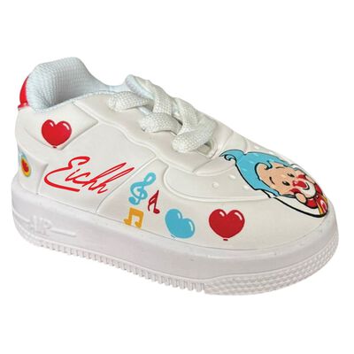 Tenis comodos para beb&eacute; Eichh Plim Plim Blanco con rojo con suela de goma talla 14