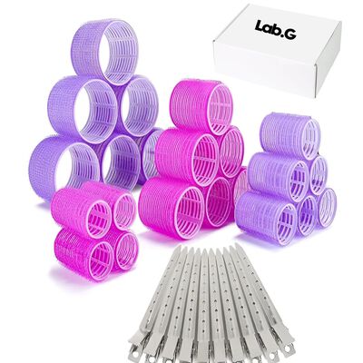 "33 pzs Rulos Tubos Pl&aacute;stica Para Cabello Autoadheribles "