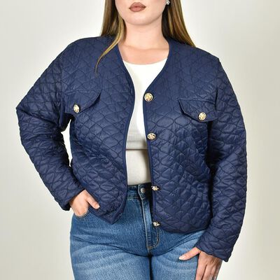 Chamarra capitonada con botones Roman Fashion /Tallas Extras, 3905 (Azul marino)