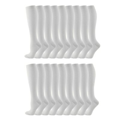 9pares Calcetas De Compresi&oacute;n Hombre Mujer Blanco Talla S/M