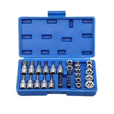 Juego De Dados Y Puntas 3/8 Torx, 34 Pz, Hembra Y Macho.