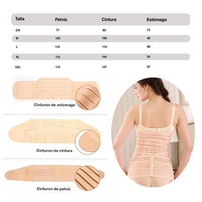 Faja Postparto Ajustable Reductora 3 Pzs Vientre Maternidad