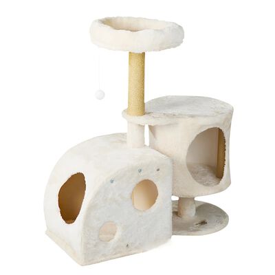 Torre &Aacute;rbol Rascador Para Gato Con Casa Color Beige