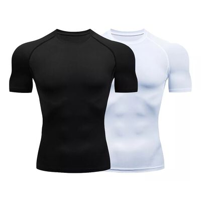 2pcs Playera Licras Deportivas Hombre Compresion Gym Negro + Blanco Talla XL