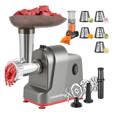Molino de Carne El&eacute;ctrico Fatabeta de 3500W con Accesorios para Embutir y Cortar Verduras