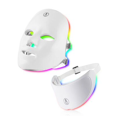 Mascarilla Facial LED de Skin Care Recargable para Cuello y Cara, M&aacute;scara de belleza de terapia de fotones LED 7 colores