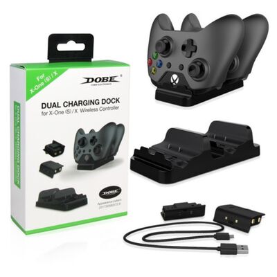 Carga Y Juega Base Cargadora Doble Para Controles Xbox Negro