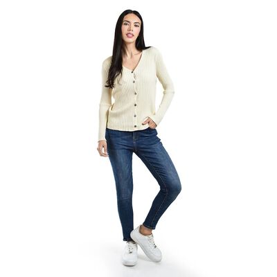 Sueter acanalado de manga larga Roman Fashion /Juvenil, 8930 (Beige)