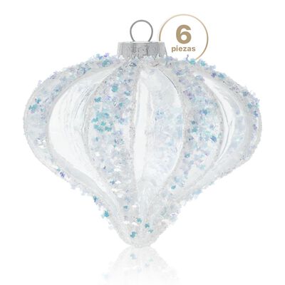 Set con 6 Esferas de Cristal Decoraci&oacute;n Navide&ntilde;a 10 cm para &Aacute;rbol de Navidad (Rusa) ESQUIMAL