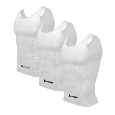Kit 3pzs Playeras Faja Reductora Moldeadora Para Hombre Blanco Talla M