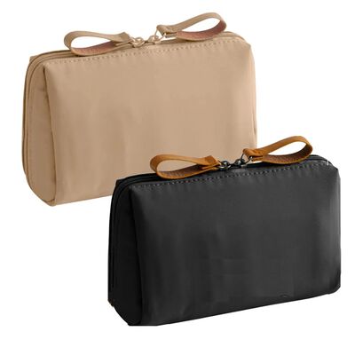 Cosmetiquera Neceser De Viaje Port&aacute;til Maquillaje 2 Piezas Negro y Caqui