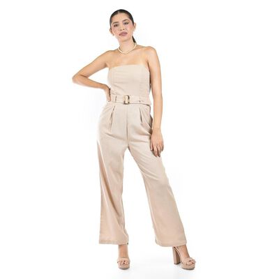 Jumpsuit Strapless con cinto Roman Fashion /Juvenil, 9259 (Beige)
