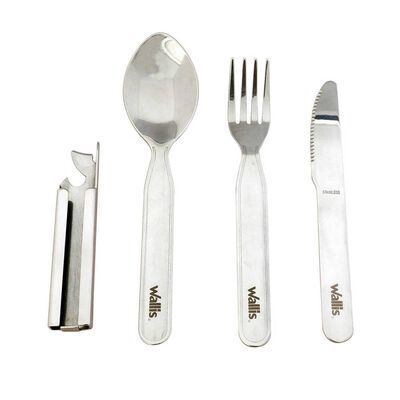 Cubiertos Wallis K900660, para campismo de acero inoxidable, dureza 48-52.