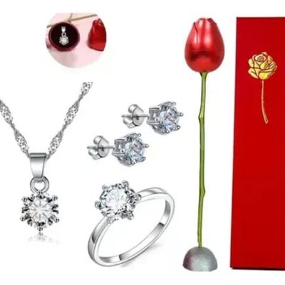 Rosas Exquisita,regalos Para Mujeres,regalos De San Valent&iacute;n plata rojo