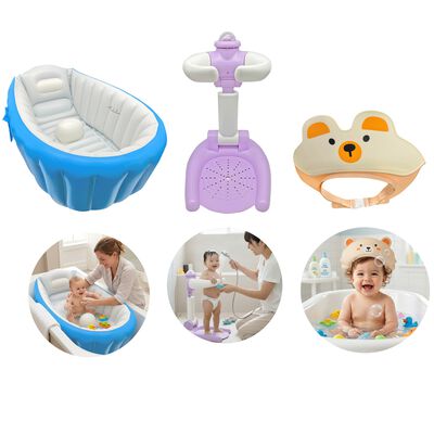 Kit Ba&ntilde;o para beb&eacute; con Ba&ntilde;era Inflable, Bomba, Soporte de Ducha y Visera Ecobaby Original