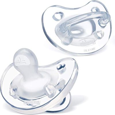 A Chicco Chupete de silicona suave, Transparente, 0-6 Month