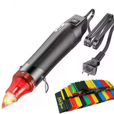 Mini Pistola De Calor 300w+530 Tubos Termorretr&aacute;ctiles NEGRO ROJO
