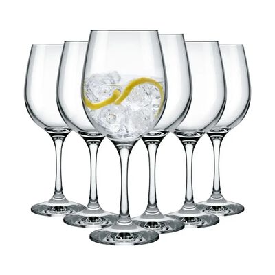 Copas Agua Vino Vidrio Cop&oacute;n 490 Ml 6 Piezas Color Agua