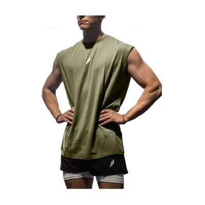 Playeras Gym Sin Mangas Hombre Deportiva Color:Verde Militar Talla M