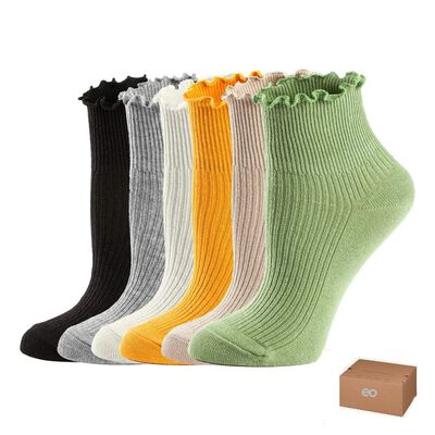 6 Pares Calcetas Mujer Algod&oacute;n Largas Moda Tines Dama Multicolor