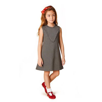 Vestido de ni&ntilde;a con ribete Roman Fashion /Kids, 34639 (Gris obscuro)