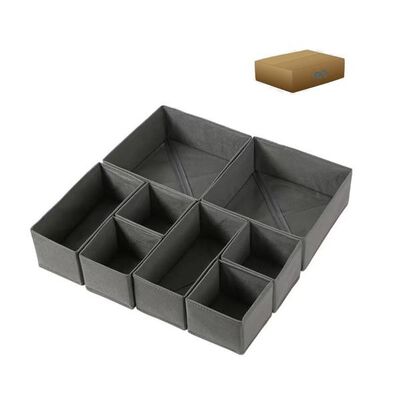 8 Pcs Cajas De Almacenamiento Y Organizador De Ropa En Tela Color Gris Oscuro
