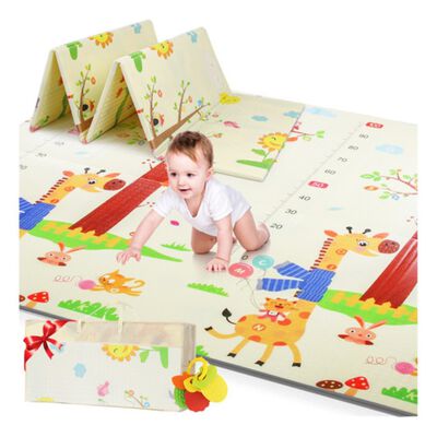 Tapete Infantil Plegable Con Doble Dise&ntilde;o Mide 200 cm x 180 cm, Mezcla de Colores.