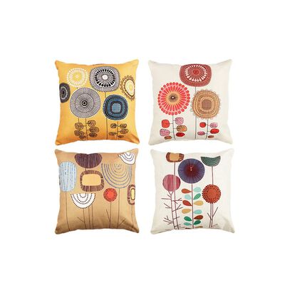 Fundas De Almohada De Lino 45x45cm Impresi&oacute;n De Doble Cara 4 Piezas
