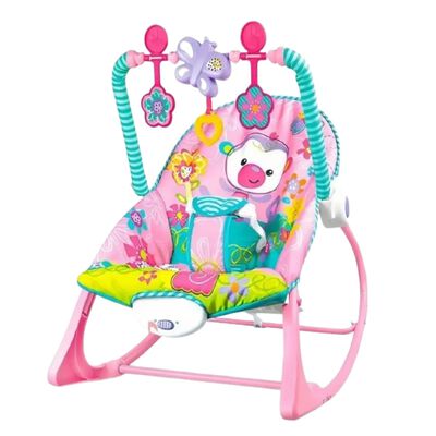 Silla Vibradora Mecedora De Bebe Musical Con Juegos Rosa