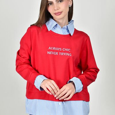 Sudadera combinada con bordado Roman Fashion Juvenil, 5131 (Rojo)