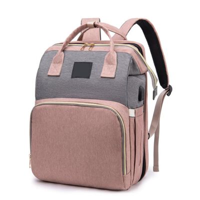 Mochila Pa&ntilde;alera Multifuncional Con Mosquitero Y Colchon Rosa