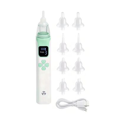 "Aspirador Nasal Beb&eacute; Saca Mocos Seguro El&eacute;ctrico Limpiador verde blanco "
