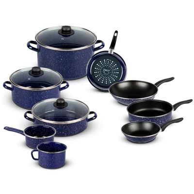Bateria de Cocinas Ekco Vasconia 28855 / BAT ESMA 12A Acero Esmaltado 12 piezas Azul ORTY