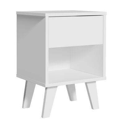 Mesa De Noche Blanca Con 1 Caj&oacute;n Madesa.