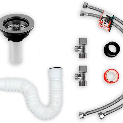 Kit de instalaci&oacute;n para fregadero con desag&uuml;e y mangueras flexibles