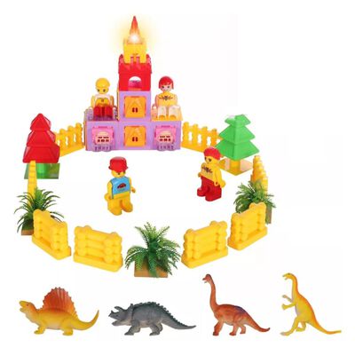 Bloque De Construcci&oacute;n Magn&eacute;ticos Dinosaurios Castillo Ni&ntilde;os Amarillo