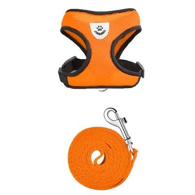 Pechera arn&eacute;s Y Correa Para Perros Y Gatos Naranja Talla L