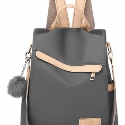 Mochila Mujer Pa&ntilde;o De Oxford Impermeable Anti-robo Monedero Gris