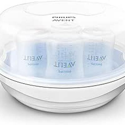 A Philips AVENT Esterilizador de vapor de microondas para biberones, chupetes, tazas y m&aacute;s, SCF281/05.