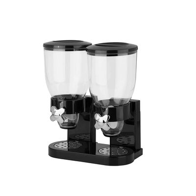 Dispensador De Cereal Despachador Doble Alimentos Y Semillas Color Negro