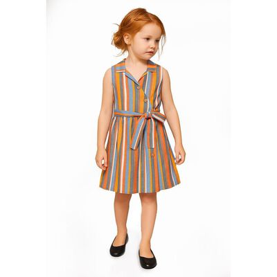 Vestido de ni&ntilde;a lino multicolor Roman Fashion /Kids, 35081 (Rayas multicolor)
