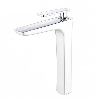 Grifo mezclador para lavabo agua fr&iacute;a/caliente grande color cromo con blanco AT4206HCw