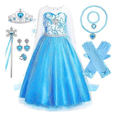 Vestido De Princesa De Elsa, Disfraz De Frozen Dise&ntilde;o para Ni&ntilde;a, Ropa De Halloween, Fiesta De Cumplea&ntilde;os o Cosplay