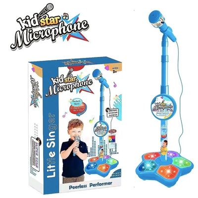 Micr&oacute;fono Juguete Con Base Bocina Luces Infantil Karaoke.