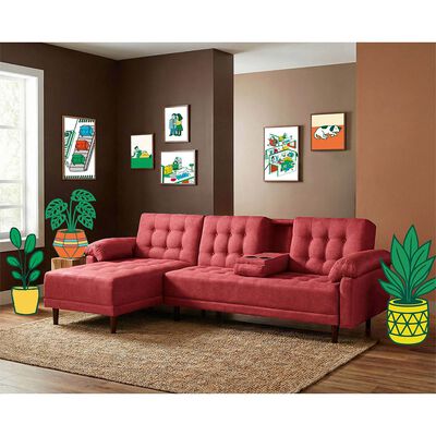 Sof&aacute; Cama Makora Meraki Color Rojo Respaldo Reclinable de 3 Posiciones