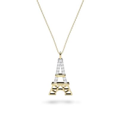 Dije Torre Eiffel con Cadena Oro Amarillo 10K