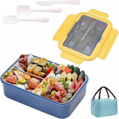 Lonchera Con Topper Y Cubiertos Capacidad 1100 ml Azul.