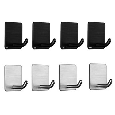 8 Piezas Ganchos Para Ba&ntilde;o Ganchos Adhesivos De Pared De Acero Inoxidable