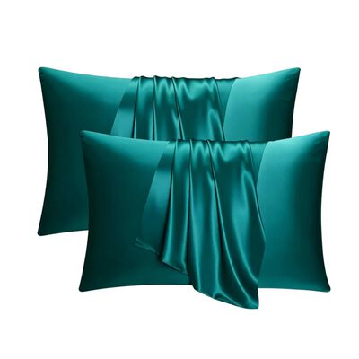 Fundas Para Almohadas Antisudor Sat&eacute;n Y Sedosas 51*76cm 2 Piezas Azul lago