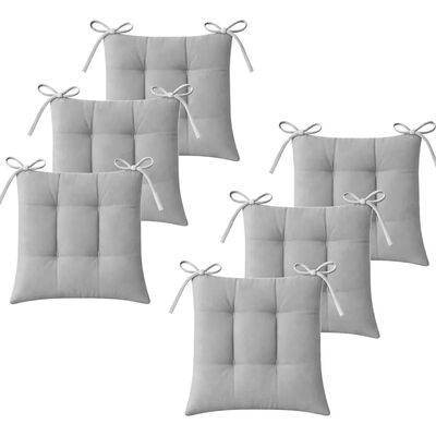 De 6 Cojines Para Silla Tesso Home Con Cintas 42x42x7cm Color Gris Dise&ntilde;o de la tela Liso